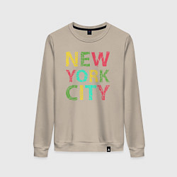 Свитшот хлопковый женский New York city colors, цвет: миндальный