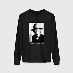 Свитшот хлопковый женский Chet Baker jazz legend, цвет: черный