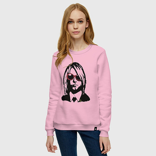 Женский свитшот Kurt Cobain Nirvana portrait / Светло-розовый – фото 3