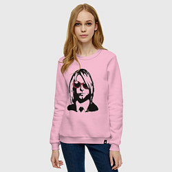 Свитшот хлопковый женский Kurt Cobain Nirvana portrait, цвет: светло-розовый — фото 2