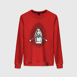 Свитшот хлопковый женский Космонавт лодочник, цвет: красный