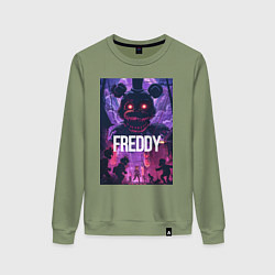 Свитшот хлопковый женский Freddy - мишка Фредди, цвет: авокадо