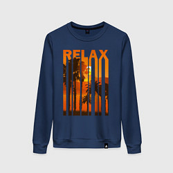 Свитшот хлопковый женский Relax summer, цвет: тёмно-синий