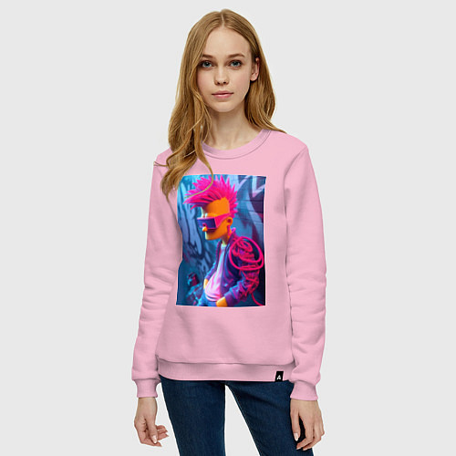 Женский свитшот Bart Simpson - punk / Светло-розовый – фото 3