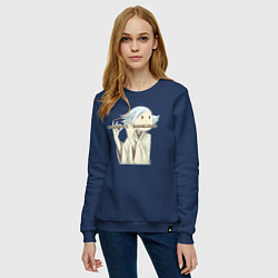 Свитшот хлопковый женский Очень приятно Бог Томоэ, цвет: тёмно-синий — фото 2