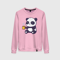 Свитшот хлопковый женский Панда с кофе, цвет: светло-розовый