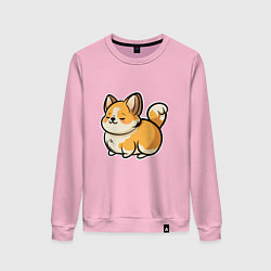 Свитшот хлопковый женский Милый корги пухленький, цвет: светло-розовый