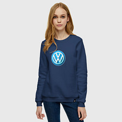 Свитшот хлопковый женский Volkswagen logo blue, цвет: тёмно-синий — фото 2
