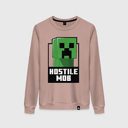 Свитшот хлопковый женский Minecraft hostile mob, цвет: пыльно-розовый