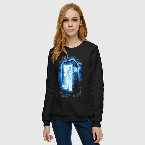 Женский свитшот Галактический тардис / Черный – фото 3