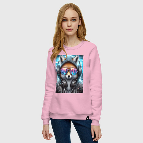 Женский свитшот Urban fox - ai art / Светло-розовый – фото 3