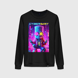 Свитшот хлопковый женский Cyber Bart in metropolis - neon glow, цвет: черный