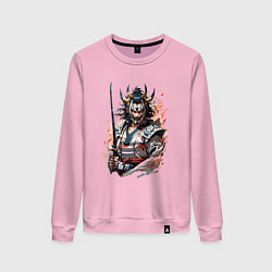 Свитшот хлопковый женский Demonic katana, цвет: светло-розовый
