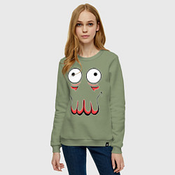 Свитшот хлопковый женский John Zoidberg Face, цвет: авокадо — фото 2
