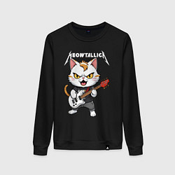 Свитшот хлопковый женский Meowtallica rock, цвет: черный