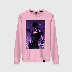 Свитшот хлопковый женский Поднятие уровня в одиночку Джину Сон теневая броня, цвет: светло-розовый