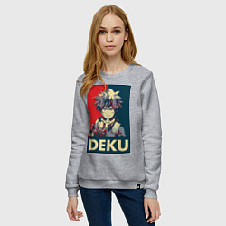 Свитшот хлопковый женский Моя геройская академия Идзуку Мидория герой, цвет: меланж — фото 2