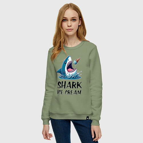 Женский свитшот Shark ice cream - ai art / Авокадо – фото 3