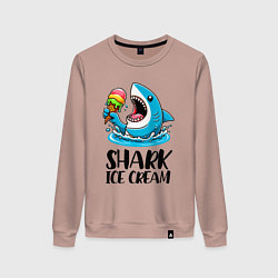 Женский свитшот Акула ест мороженое - нейросеть
