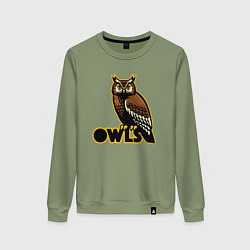 Свитшот хлопковый женский Owls, цвет: авокадо