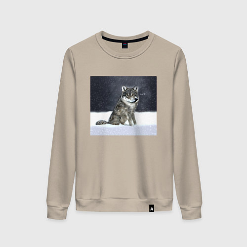 Женский свитшот Волк ауффф мем / Миндальный – фото 1