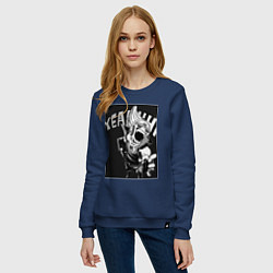 Свитшот хлопковый женский Моя геройская академия комментатор, цвет: тёмно-синий — фото 2