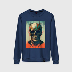 Свитшот хлопковый женский Ai art skull - fantasy, цвет: тёмно-синий