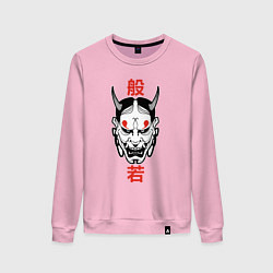 Свитшот хлопковый женский Японский демон - Хання, цвет: светло-розовый