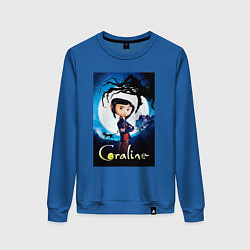 Свитшот хлопковый женский Coraline Jones and cat, цвет: синий