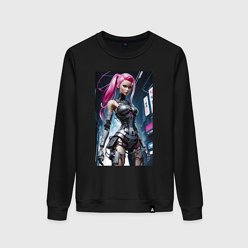 Женский свитшот Cyber Barbie from future - ai art fantasy / Черный – фото 1