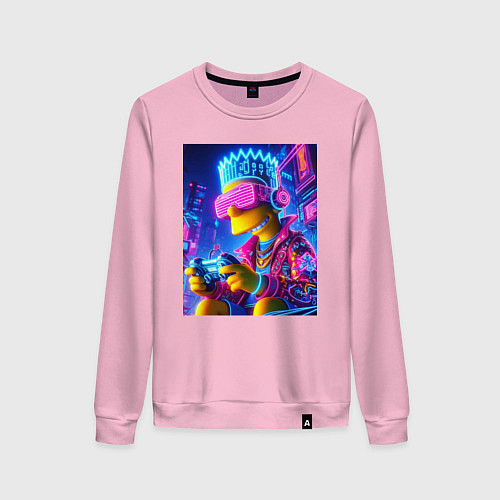 Женский свитшот Bart Simpson esports player - neon glow / Светло-розовый – фото 1
