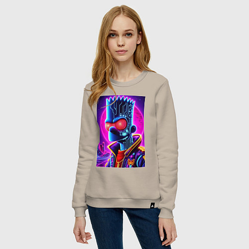 Женский свитшот Cool Bart Simpson - neon glow / Миндальный – фото 3