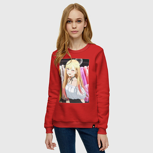 Женский свитшот Эта фарфоровая кукла влюбилась / Красный – фото 3