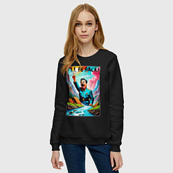 Свитшот хлопковый женский Ill be back - Stalin, цвет: черный — фото 2