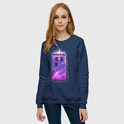 Свитшот хлопковый женский Violet tardis, цвет: тёмно-синий — фото 2