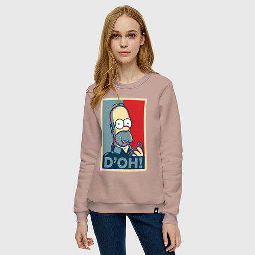 Женский свитшот Homer with donut / Пыльно-розовый – фото 3