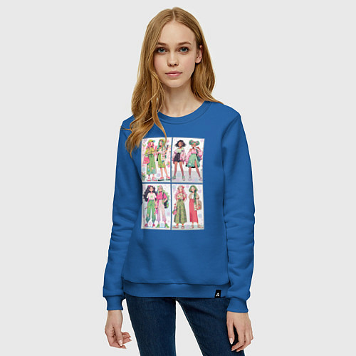 Женский свитшот Девчонки - модницы набор открыток / Синий – фото 3