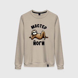 Женский свитшот Смешной ленивец отдыхает на ветке мастер йоги