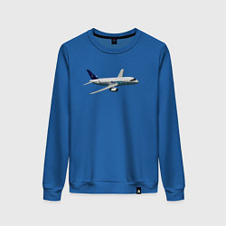 Свитшот хлопковый женский Опытный самолет SJ-100 ВС 95005, цвет: синий