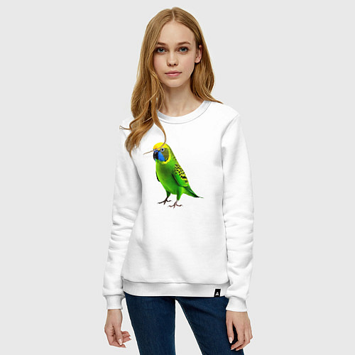 Женский свитшот Зеленый попугай / Белый – фото 3