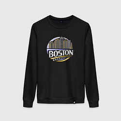 Свитшот хлопковый женский Boston - USA, цвет: черный