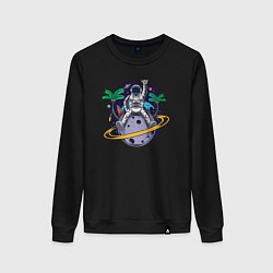 Свитшот хлопковый женский Space summer, цвет: черный