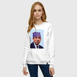 Свитшот хлопковый женский Michael Scott - Prison mike the office meme, цвет: белый — фото 2