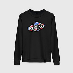 Свитшот хлопковый женский Boxing sport, цвет: черный