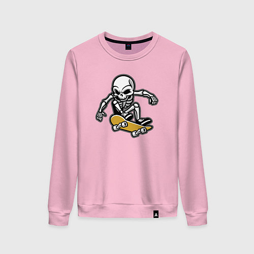 Женский свитшот Скелетик скейтер / Светло-розовый – фото 1