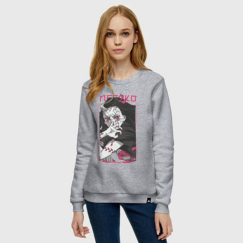 Женский свитшот Клинок рассекающий демонов Незуко kimetsu no yaiba / Меланж – фото 3