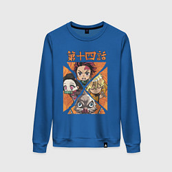Свитшот хлопковый женский Тандзиро Незуко Инозука и Зеницу Клинок рассекающи, цвет: синий