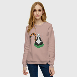 Свитшот хлопковый женский Узбагойся лемур мадагаскарский и надпись, цвет: пыльно-розовый — фото 2