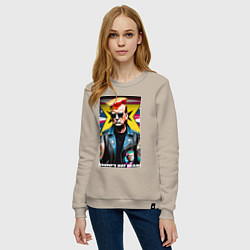 Свитшот хлопковый женский Trumps not dead - ai punk art, цвет: миндальный — фото 2