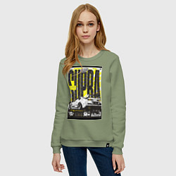 Свитшот хлопковый женский Toyota Supra авто, цвет: авокадо — фото 2